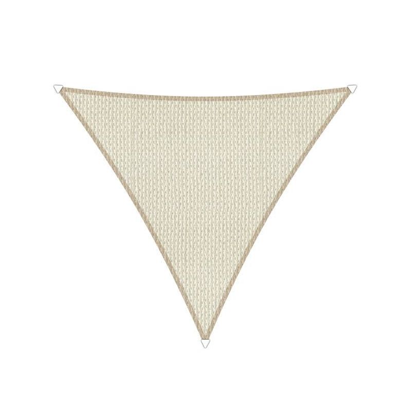 Compleet pakket: Sunfighters waterdicht driehoek 4x5x5.4m Ivoor met RVS Bevestigingsset en buitendoekreiniger