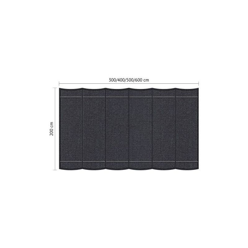 Harmonicadoek / wavesail Shadow Comfort incl. bevestigingsset DuoColor Carbon Black, 2,00x5,00 meter
