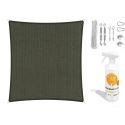 Compleet pakket: Shadow Comfort vierkant 3,6x3,6 Deep Grey met RVS Bevestigingsset en buitendoekreiniger