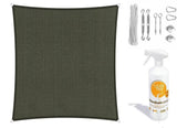 Compleet pakket: Shadow Comfort vierkant 3,6x3,6 Deep Grey met RVS Bevestigingsset en buitendoekreiniger