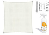 Compleet pakket: Shadow Comfort vierkant 5x5 Mineral White met RVS Bevestigingsset en buitendoekreiniger