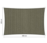 Compleet pakket: Shadow Comfort rechthoek 2x4m Desert Storm met RVS Bevestigingsset en buitendoek reiniger