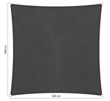 Compleet pakket: Shadow Comfort vierkant 6x6m Carbon Black met RVS Bevestigingsset en Buitendoekreiniger