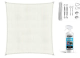 Compleet pakket: Shadow Comfort vierkant 6x6m Arctic White met RVS Bevestigingsset en Buitendoekreiniger
