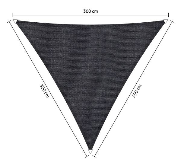 Compleet pakket: Shadow Comfort driehoek 3x3x3m Carbon Black met RVS Bevestigingsset en Buitendoekreiniger