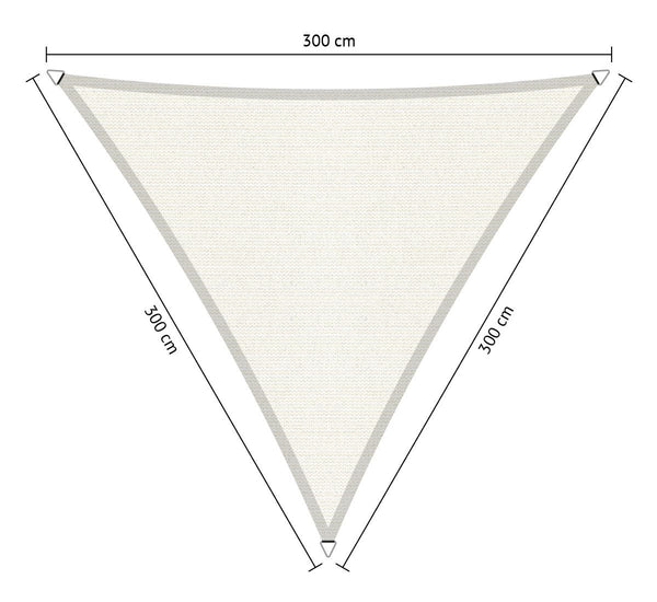 Compleet pakket: Shadow Comfort driehoek 3x3x3m Arctic White met RVS Bevestigingsset en Buitendoekreiniger