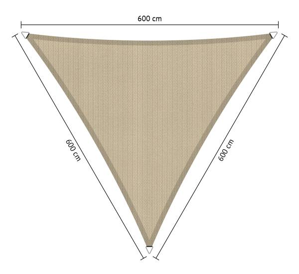 Compleet pakket: Shadow Comfort driekhoek 6x6x6m Neutral Sand met RVS Bevestegingsset en buitendoek reiniger
