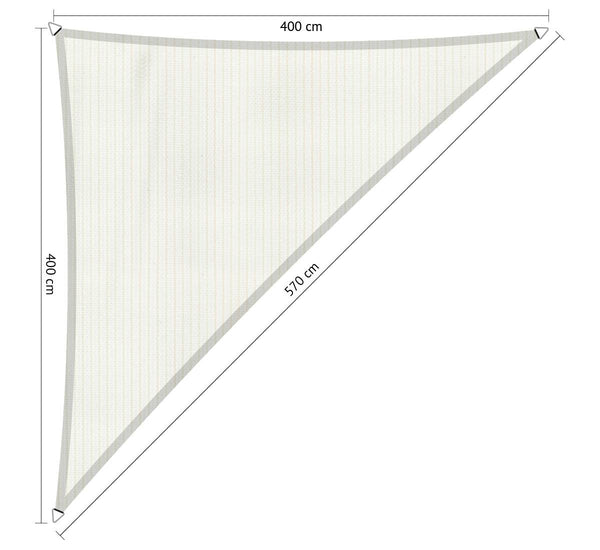 Compleet pakket: Shadow Comfort 90 graden driehoek 4x4x5.7m Arctic White met RVS Bevestegingsset en buitendoek reiniger