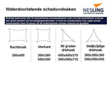 Compleet pakket: Nesling coolfit 3,6x3,6 ijsblauw met bevestigingsset en buitendoekreiniger
