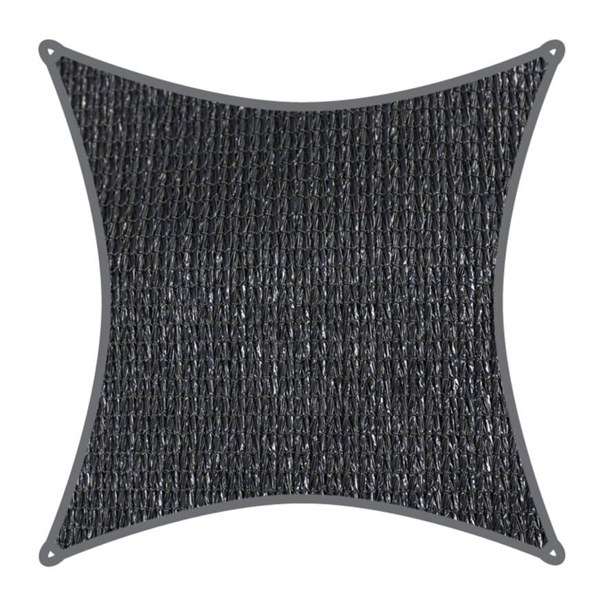Compleet pakket: Coolaroo schaduwdoek Vierkant 3x3m Grafiet met bevestigingsset en buitendoekreiniger