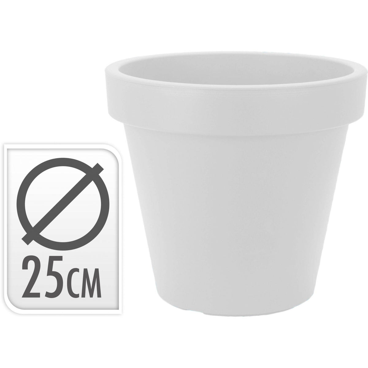 3 X Bloempot EK rond 25 cm Wit
