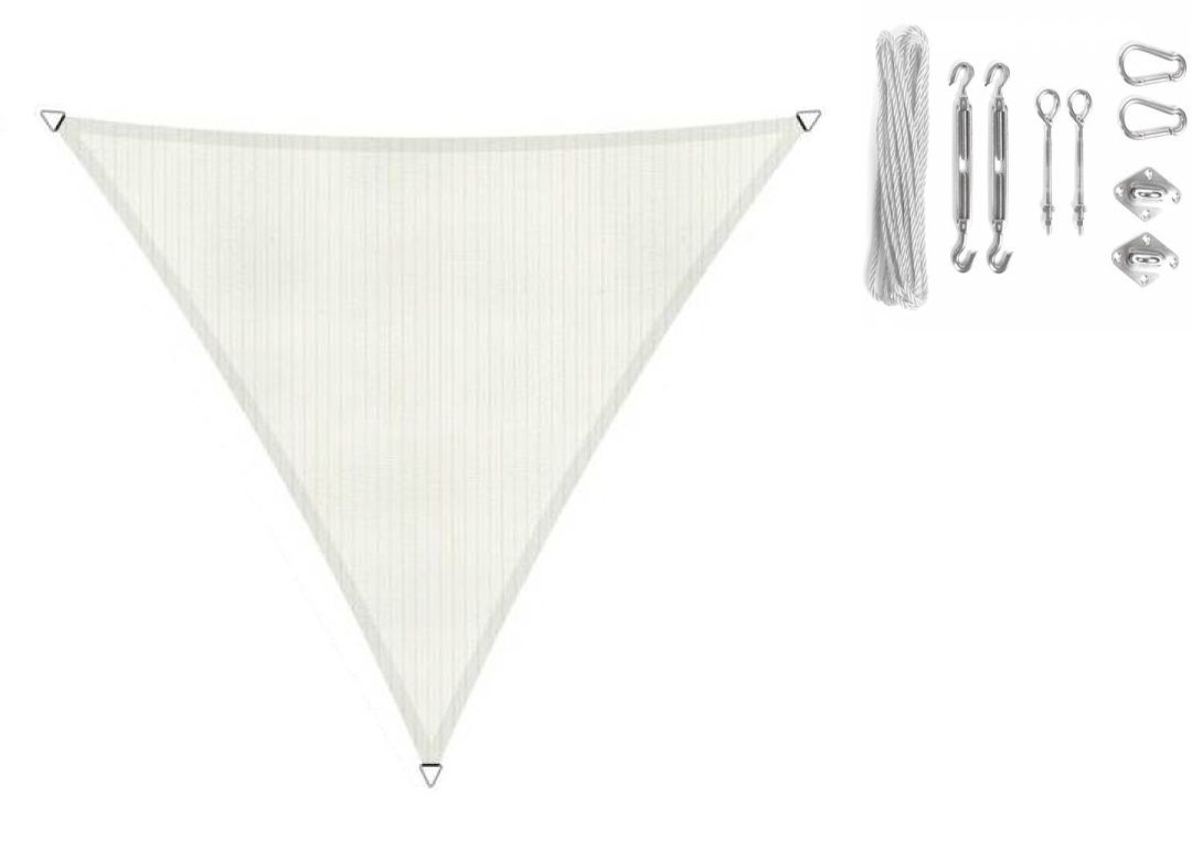 Shadow Comfort driehoek 3,6x3,6x3,6 Mineral White met Bevestigingsset