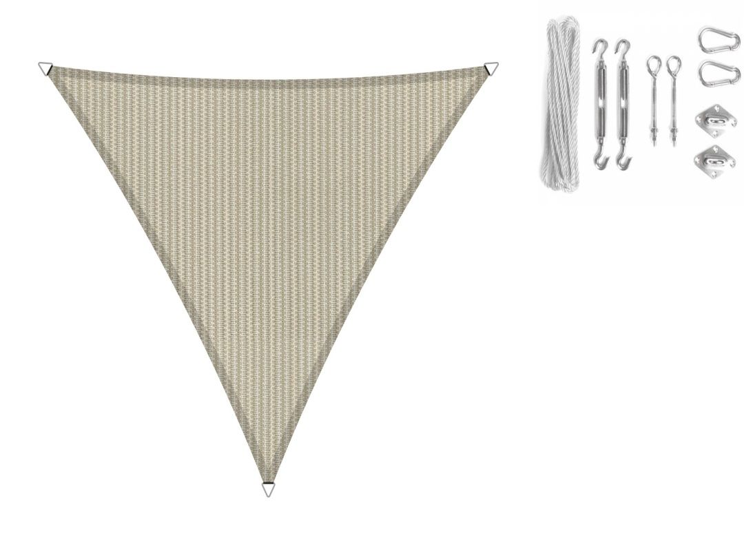 Shadow Comfort driehoek 3,6x3,6x3,6m Sahara Sand met Bevestigingsset
