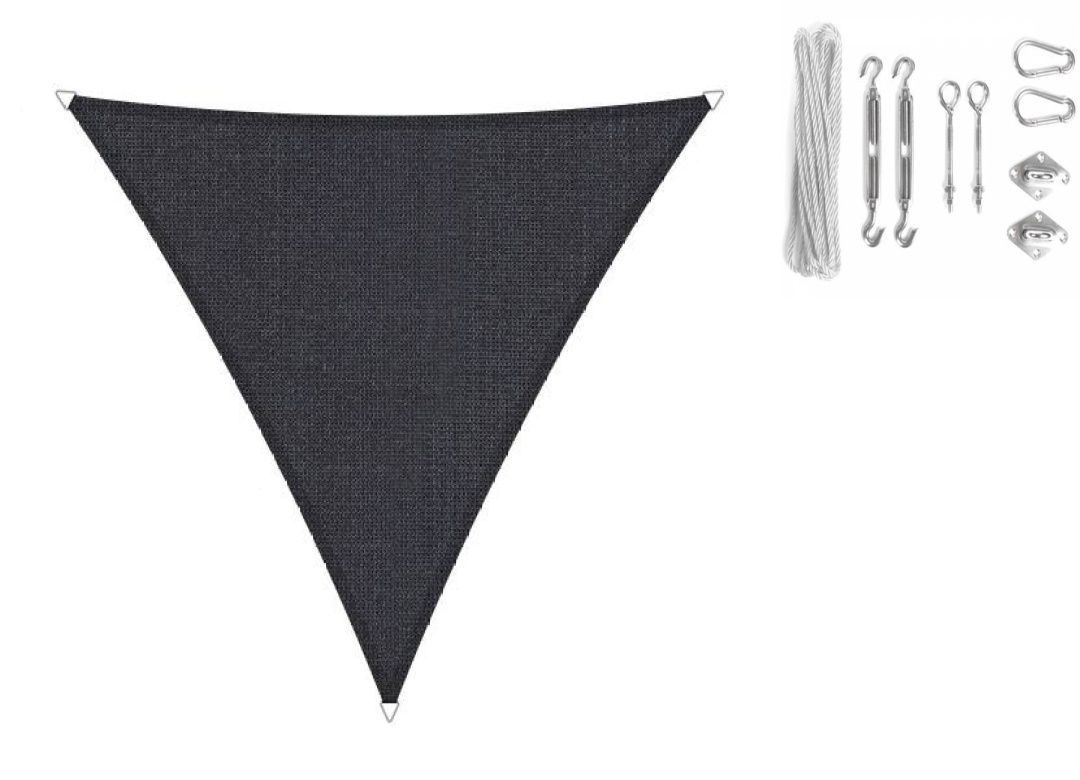 Shadow Comfort driehoek 3x3x3m Carbon Black met Bevestigingsset