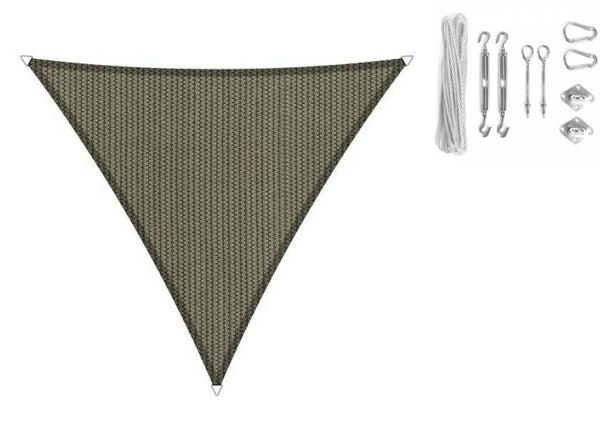 Shadow Comfort driehoek 3x3x3m Desert Storm met Bevestigingsset
