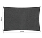 Shadow Comfort rechthoek 2x3m Carbon Black met bevestigingsset