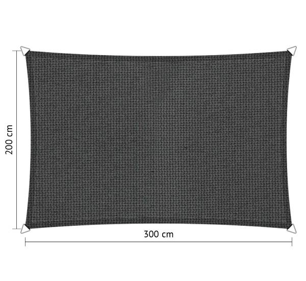 Shadow Comfort rechthoek 2x3m Carbon Black met bevestigingsset