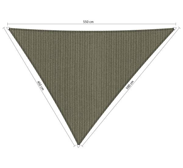 Shadow Comfort driehoek 4,5x5x5,5m Desert Storm met bevestigingsset