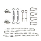 RVS Bevestigingsset vierkant, 2 palen en 2 muren (Inclusief 2x S-haak en 2x D-sluiting)