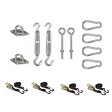 RVS Bevestigingsset vierkant, 2 palen en 2 muren (Inclusief 2x S-haak en 2x D-sluiting)
